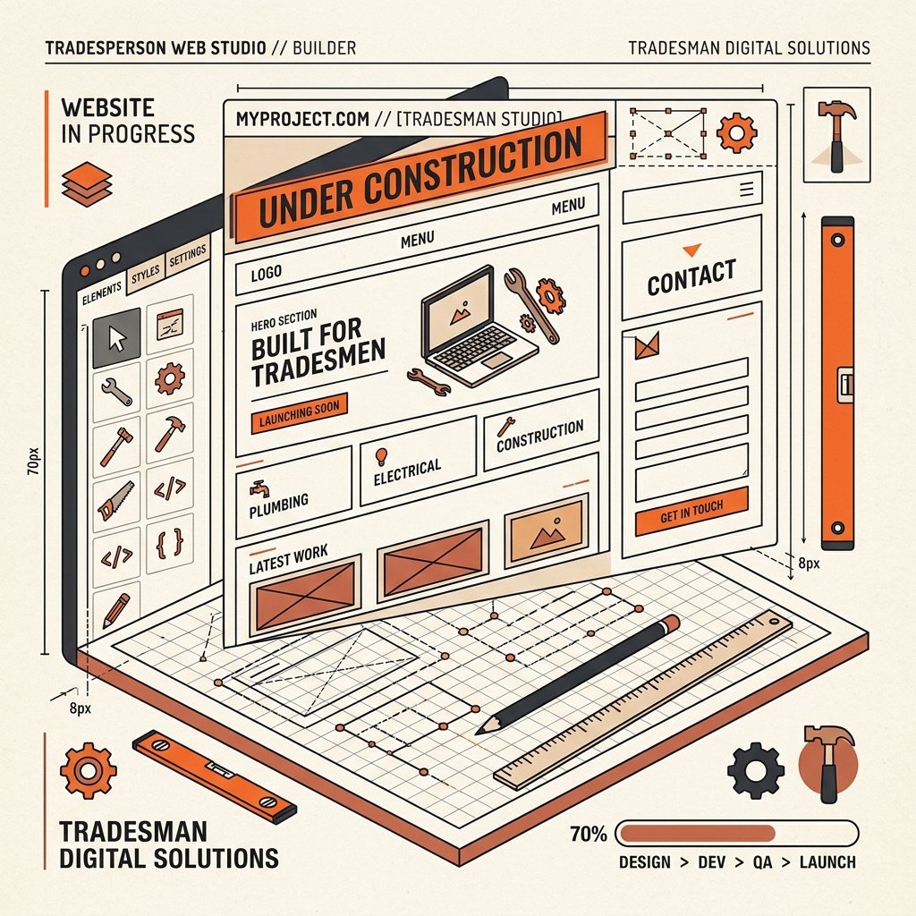 Illustratie van een website in aanbouw