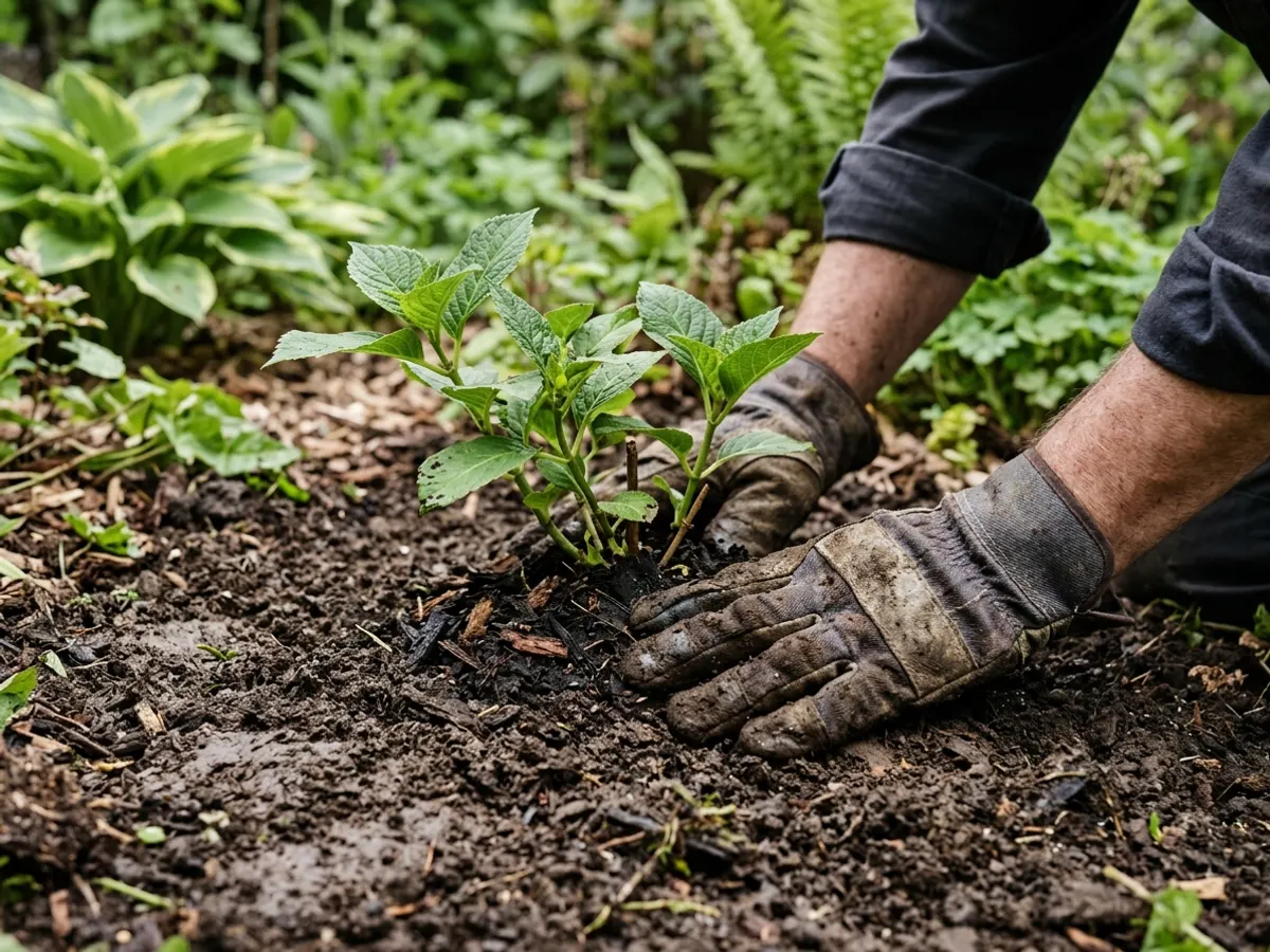 Strak aangelegde bestrating en beplanting